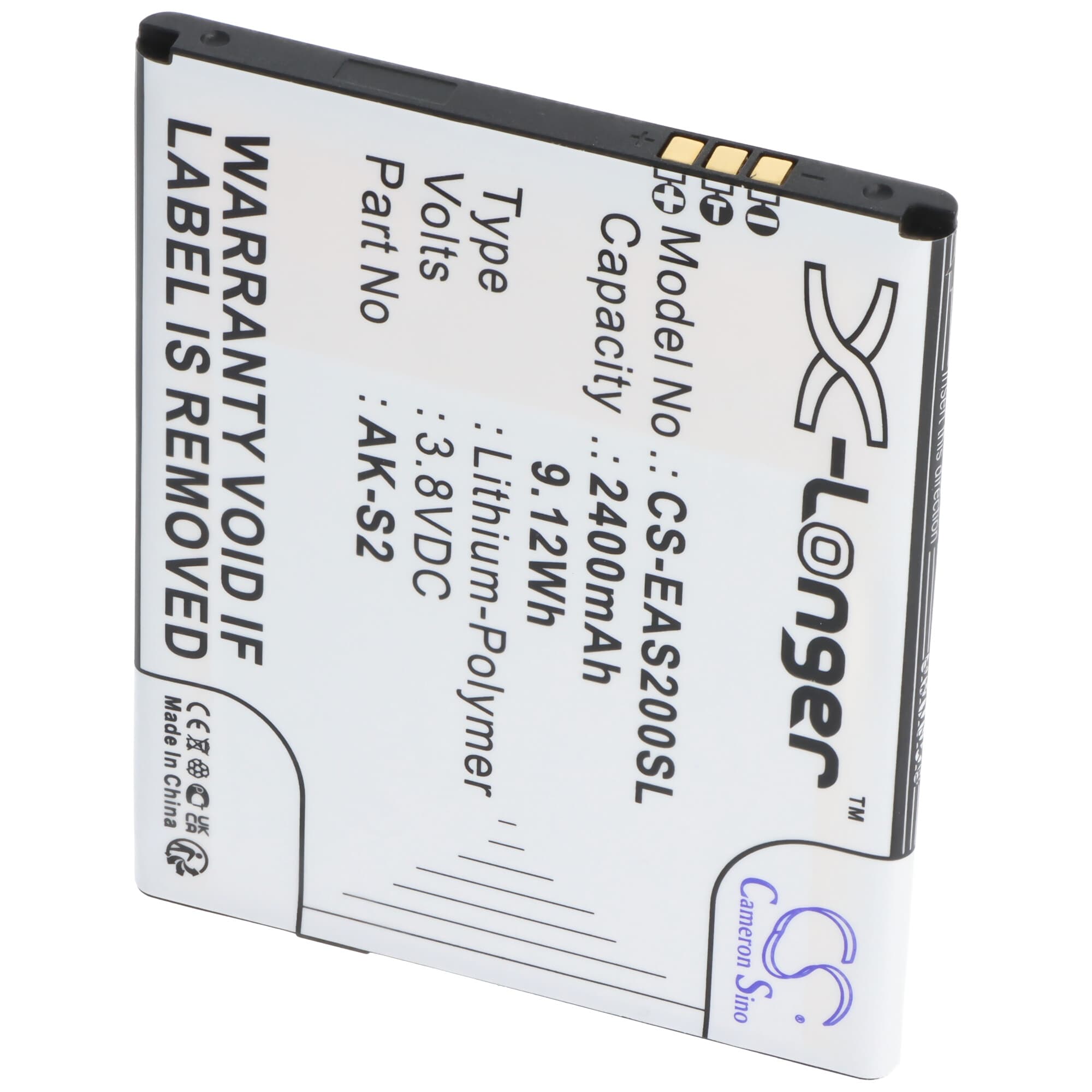 Batterie adaptée pour Emporia Smart 2, remplace la batterie Emporia AK-S2, 3,8 volts 2400 mAh