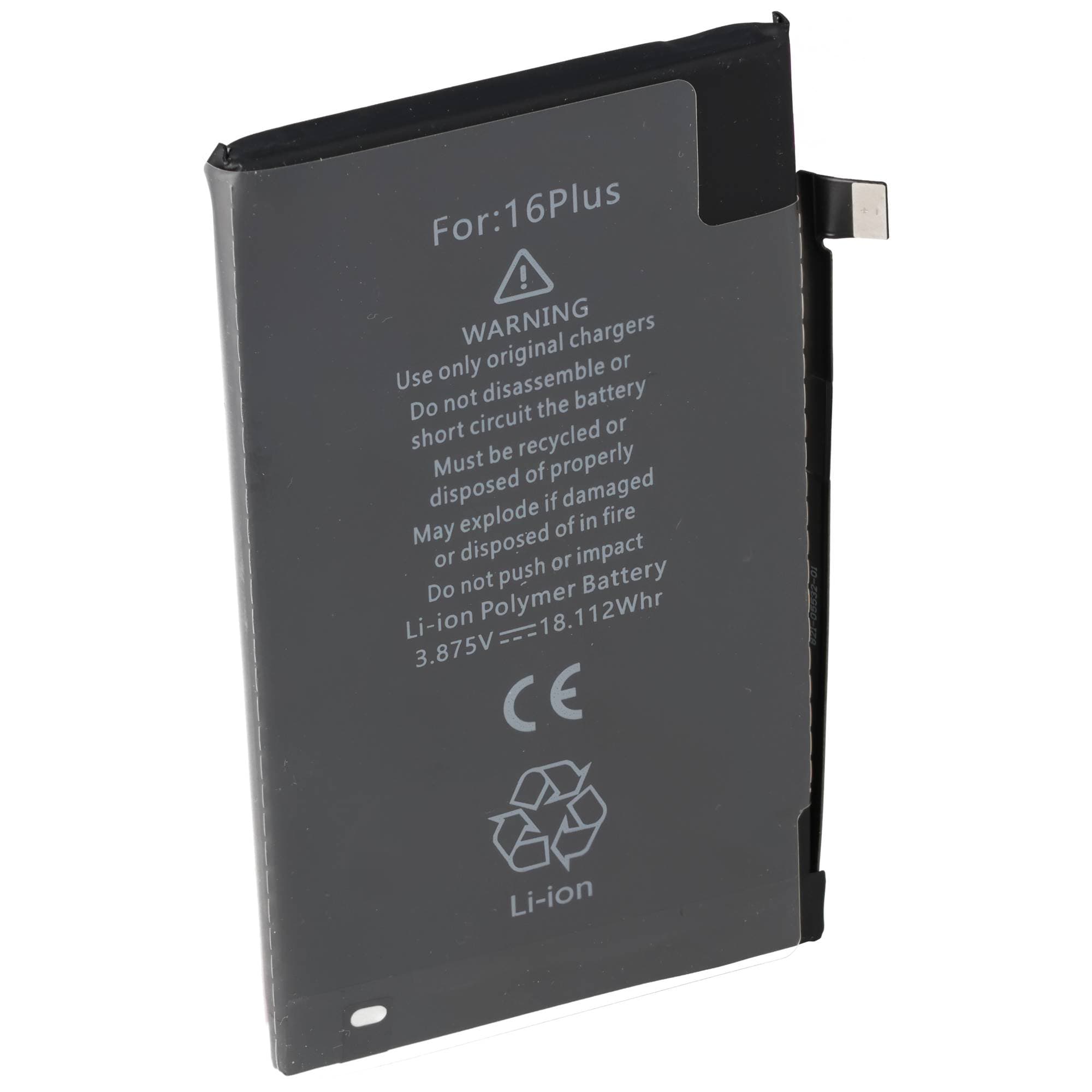Batterie compatible avec l'iPhone 16 Plus d'Apple, lithium-polymère, 3,87 V, 4674 mAh, 18,11 Wh