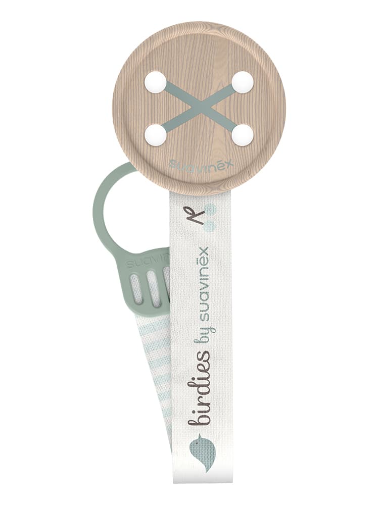 Suavinex Birdies Attache-Sucette Ruban Dès 0 Mois - Couleur : Vert