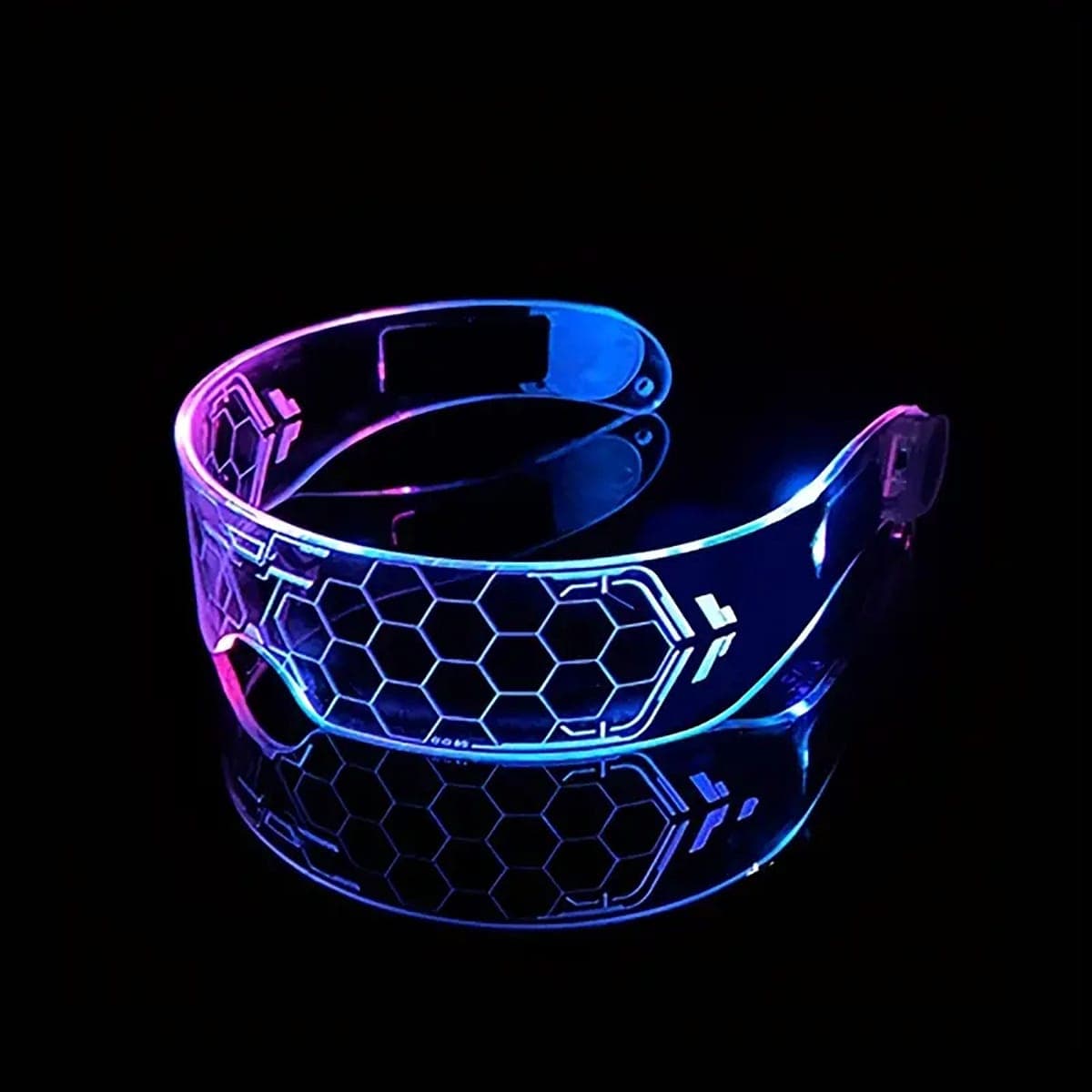 Lunettes lumineuses pour fêtes techno futures, festivals de musique, clubs techno, Noël, accessoires de nuances de rue à thèmes de science-fiction