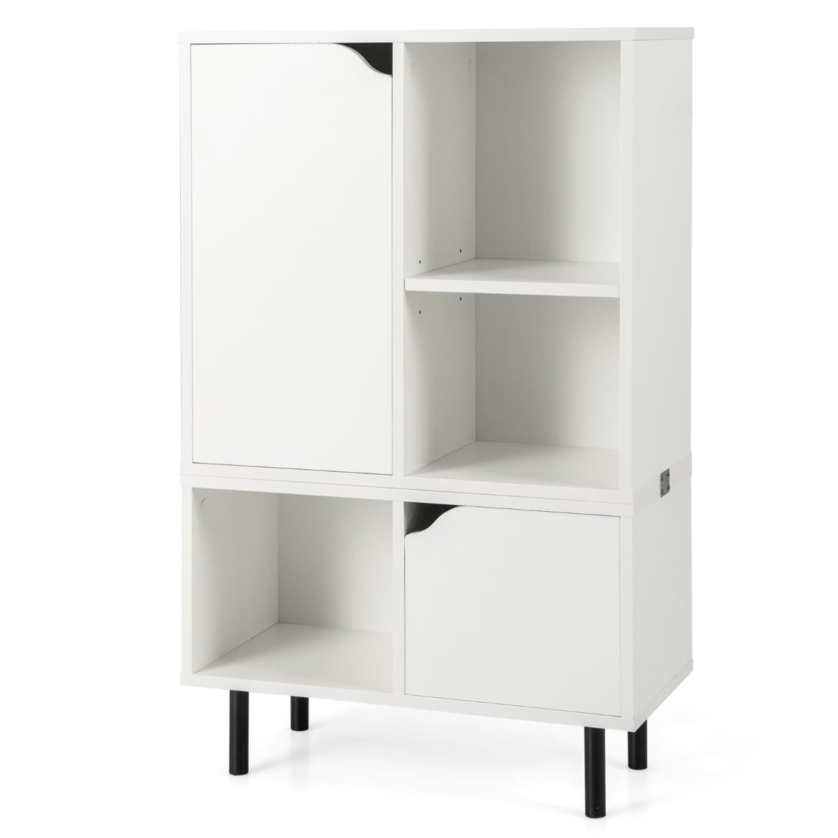 CostwayBibliothèque Empilable Meuble de Rangement à Combinaison en Treillis avec Étagère et Cubes Ajustables 60x30x96,5cm Blanc